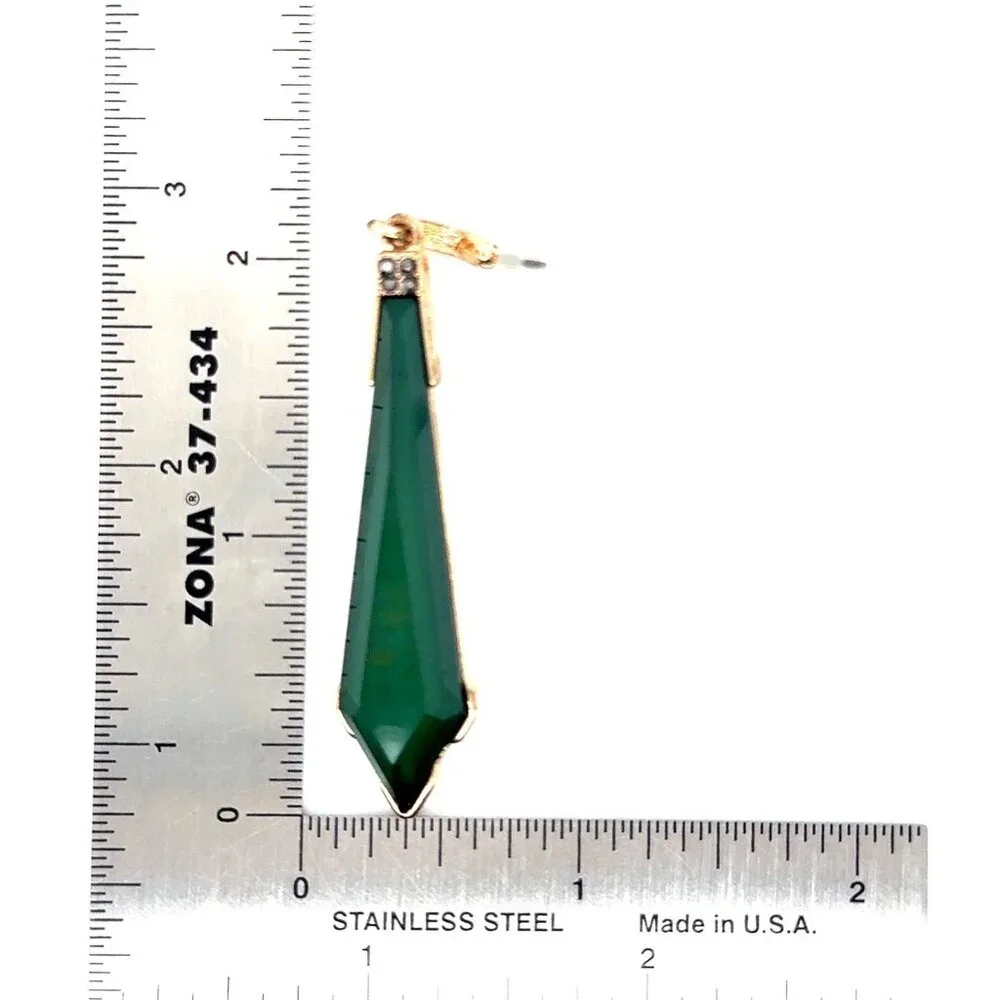 Pointed Green Drop‎ Earrings